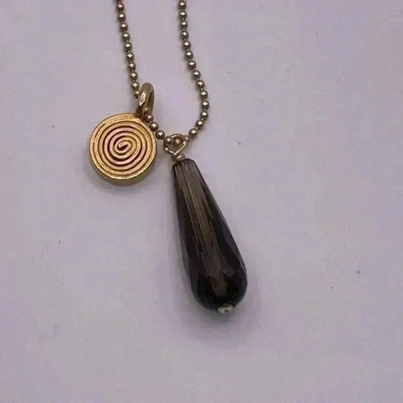 Maya Brenner 14/20 Gold 20” Necklace with Smokey Topaz Drop Pendant - Picture 4 of 5